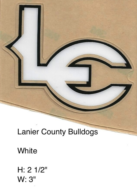 Lanier County Bulldogs HS (GA) White LC outlined in clear and black